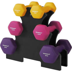 Set haltère - SONGMICS - 3 Paires - 2 x 1 kg 2 x 15 kg 2 x 2 kg - Revêtement en néoprène antiglisse
