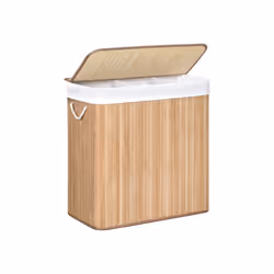 Songmics LCB091N01, Rectangulaire, ABS, Bambou, Coton, Métal, Contre-plaqué, Bois, Bois, 600 mm, 400 mm