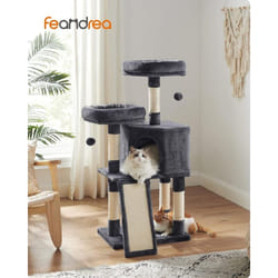 Songmics - feandrea Arbre à chat, Tour poteaux à gratter 115 cm, Gris Anthracite PCT141G01