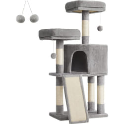 Songmics - feandrea Arbre à chat, Tour poteaux à gratter 115 cm, Gris Clair