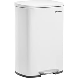 Songmics - Poubelle Cuisine 50L, Poubelle Bureau, Fermeture en Douceur, avec Pédale, en Acier, Seau Intérieur, Blanc