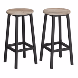 Tabourets hauts - VASAGLE - Lot de 2 - Cadre en acier - Hauteur 65 cm - Style industriel - Grège et Noir