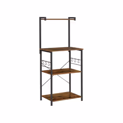 Vasagle KKS023B01, Étagère à échelle, Autonome, Tableau à particules, Acier, Noir, Bois, Universel, 20 kg