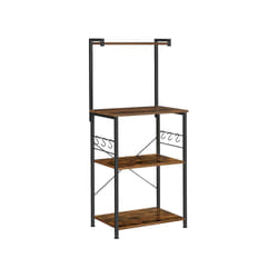 Vasagle KKS023B01 étagères Étagère à échelle Autonome Tableau à particules, Acier Noir, Bois