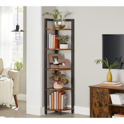 Songmics - tagère d'angle à 5 Niveaux, Bibliothèque du Coin, Meuble de Rangement Polyvalent, Porte-Plantes, pour Salon, Chambre, Bureau, Style