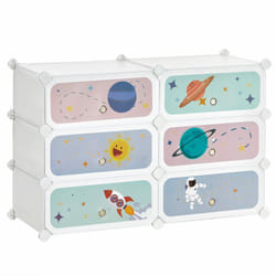 Songmics - tagère à chaussures modulable enfants, Meuble de rangement 6 emplacements, Armoire avec étagères en plastique, Organisateur avec portes,