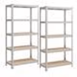 SONGMICS Étagère à 5 niveaux lot de 2 180 x 90 x 40 cm charge totale 875 kg (175 kg/niveau) pour garage Argent