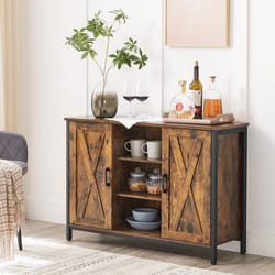 VASAGLE Buffet Meuble de Rangement 100 x 35 x 70 cm avec placards et étagères Marron Rustique et Noir