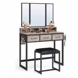 Description générale Cette élégante coiffeuse est conçue pour offrir un espace de rangement optimal pour tous vos produits de ...