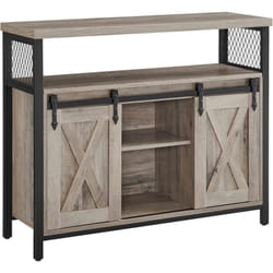 Buffet avec 2 Portes Coulissantes, 100 x 33 x 80 cm, Étagères Réglables, Style Industriel, Grège et Noir