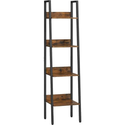 Vasagle - tagère échelle, Bibliothèque à 4 Niveaux, Meuble de Rangement sur Pied, pour Salon, Chambre, Cuisine, Cadre en Acier, Facile à Assembler,