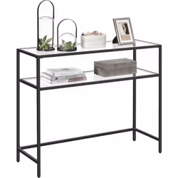 Description générale Cette table console moderne allie design minimaliste et fonctionnalité. Avec son cadre en métal noir élé ...