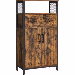 Description générale Ce buffet au style industriel, avec sa surface en bois marron rustique et son cadre en métal noir, est p ...