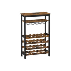 Songmics KWR028B01 porte-bouteilles Cave à vin 24 bouteille(s) Bambou, Panneaux MDF, Acier Noir, Marron