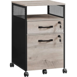 Songmics - vasagle Caisson de Bureau avec 2 Tiroirs Verrouillables, Meuble de Rangement de Bureau, avec roulettes, Compartiment Ouvert, Cadre en
