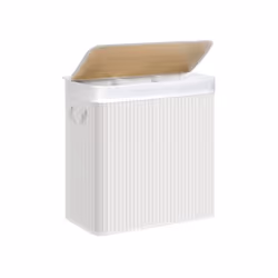 Songmics LCB091W01, Synthétique ABS, Bambou, Coton, Métal, Contre-plaqué, Blanc, 600 mm, 400 mm, 615 mm, 3,7 kg