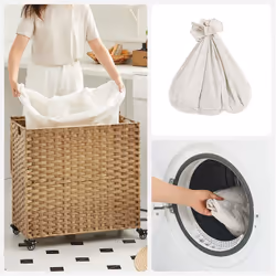 Songmics UKLCB363N01 panier à linge 140 L Rectangulaire Coton, Métal, Plastique Bois - Vue supplémentaire 5