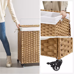 Songmics UKLCB363N01 panier à linge 140 L Rectangulaire Coton, Métal, Plastique Bois - Vue supplémentaire 7