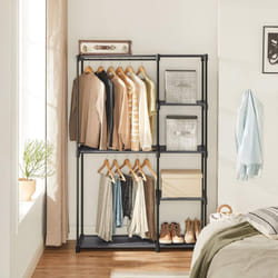 Songmics - Armoire de Rangement, Penderie Pliable, Dressing, Armoire Métallique, avec Barres de Suspension, Porte-vêtements, Organisateur, pour