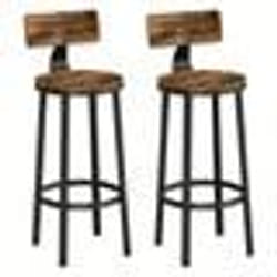 VASAGLE Lot de 2 Tabourets de bar avec dossier cadre en acier hauteur de 735 cm style industriel Marron et Noir