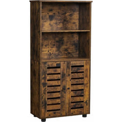 Vasagle - Bibliothèque, Meuble de Rangement, Étagère de Cuisine, avec Porte à Persiennes, 2 Compartiments Ouverts, Étagère Réglable en Hauteur, avec