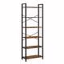 Bibliothèque style industriel VASAGLE - 6 niveaux - 30 x 66 x 186 cm - Marron Rustique et Noir