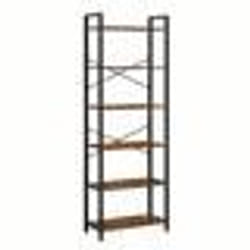 Bibliothèque style industriel VASAGLE - 6 niveaux - 30 x 66 x 186 cm - Marron Rustique et Noir