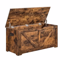 Coffre de Rangement Intérieur VASAGLE - Style Grange - 100 x 40 x 46 cm - Marron Rustique