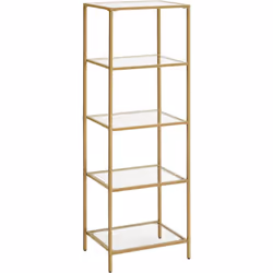 Description générale Apportez une touche de luxe à votre intérieur avec cette étagère élégante à cadre en acier doré et panne ...