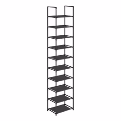 Songmics LSR110B02, Ouvert, Noir, Tissu, Métal, Plastique, 10 étagères, 330 mm, 1730 mm