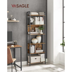 Vasagle - Bibliothèque, Étagère Rangement 6 Niveaux, Meuble de Rangement, Cadre en Acier, pour Salon, Couloir, Bureau, Style Industriel, Marron