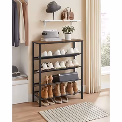Meuble à chaussures - VASAGLE - 5 niveaux - 4 étagères grillagées - Marron rustique