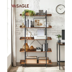 VASAGLE Étagère Rangement, Bibliothèque Style Industriel, 5 Niveaux, 100 x 28 x 178 cm, Marron Rustique LLS110B01