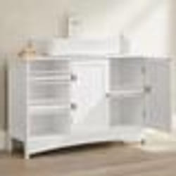 VASAGLE - Meuble sous Vasque - Armoire de Salle de Bain - Compartiments Ouverts - Blanc