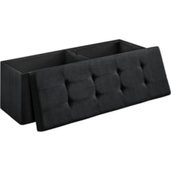 Banc de Rangement,110 x 38 x 38 cm, Siège, Coffre de Rangement, Pliable, Capacité de Charge 300 kg, 120L, Imitation Lin, Noir LSF077B01 SONGMICS