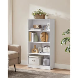 Bibliothèque VASAGLE - Étagère à 4 Niveaux - Meuble de Rangement Blanc avec Étagères Réglables en Hauteur