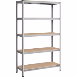 Étagères  à 5 Niveaux 200 x 120 x 60 cm Capacité 875 kg Planches Réglables Argent