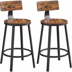 Description générale Ces tabourets de bar au style rustique allient une surface boisée marron et un cadre en métal noir, appo ...