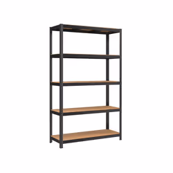 Songmics GLR060B01, Étagère, Autonome, Panneaux MDF, Acier, Noir, Marron, Universel, 175 kg