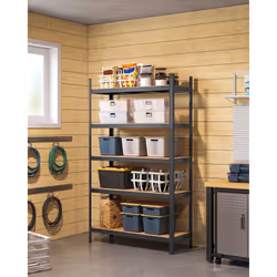 Songmics GLR060B01 étagères Étagère Autonome Panneaux MDF, Acier Noir, Marron