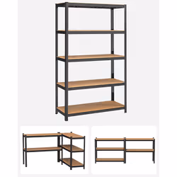 Songmics GLR060B01 étagères Étagère Autonome Panneaux MDF, Acier Noir, Marron - Vue supplémentaire 4