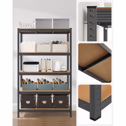 Songmics GLR060B01 étagères Étagère Autonome Panneaux MDF, Acier Noir, Marron - Vue supplémentaire 5