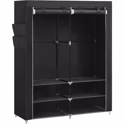 Armoire Chambre en Tissu - SONGMICS - Noir - Penderie - 45 x 127 x 176 cm - 2 Compartiments de Suspension