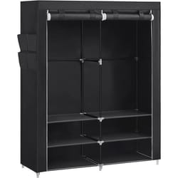 Armoire Chambre en Tissu - SONGMICS - Noir - Penderie - 45 x 127 x 176 cm - 2 Compartiments de Suspension