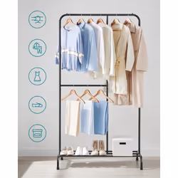 Description générale Ce portant à vêtements en acier est à la fois stable et durable, conçu pour supporter une charge élevée. ...