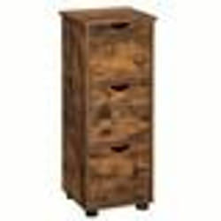 Meuble de Salle de Bain à 3 tiroirs VASAGLE - Marron Rustique - 30 x 30 x 80 cm - Colonne