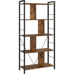 Vasagle - Meuble de Rangement, Bibliothèque, Étagère 5 Niveaux, avec Compartiments Ouverts, pour Bureau, Salon, Chambre, Style Industriel, Marron