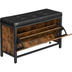 Vasagle - Banc à Chaussures avec Rangement, Siège rembourré, avec tiroir à Bascule, pour 6 Paires de Chaussures, Cadre en Acier, Style Industriel,
