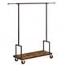 VASAGLE Portant à vêtements (110-168) x 40 x 160 cm sur roulettes avec 2 Barres Style Industriel Marron Rustique Noir RGR110B ...