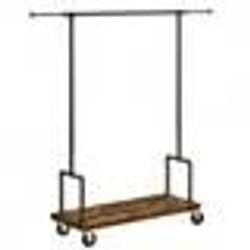 VASAGLE Portant à vêtements (110-168) x 40 x 160 cm sur roulettes avec 2 Barres Style Industriel Marron Rustique Noir RGR110B01